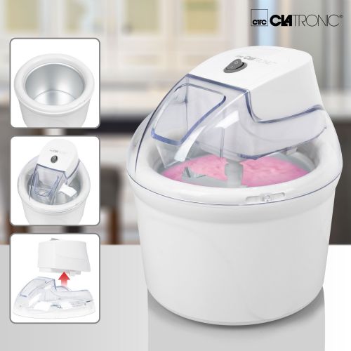 Aparat za sladoled Clatronic ICM 3764 (bel, za 1500 ml sladoleda, 12 W)