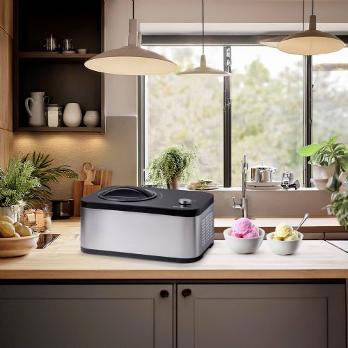 Aparat za sladoled in jogurt Unold 2-v-1 EVA (nerjaveče jeklo/črna, za 1500 ml sladoleda, kompresor 120 W)