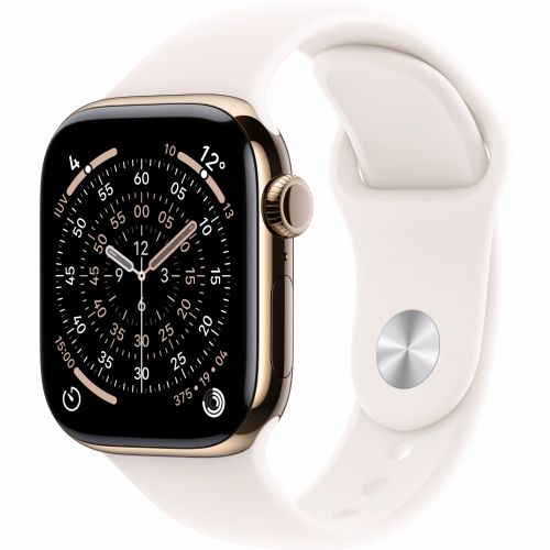 Pametna ura Apple Watch S11 Titan Gold Cellular 46mm (športni pašček črno-roza) M/L