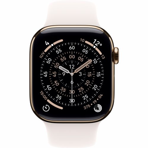 Pametna ura Apple Watch S11 Titan Gold Cellular 46mm (športni pašček črno-roza) M/L