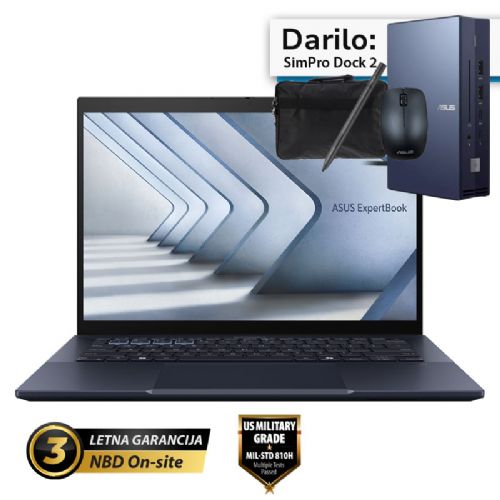 ASUS ExpertBook B5 14" (35,56 cm) WUXGA zaslon osjetljiv na dodir za prijenosno računalo Core 7 150U 16 GB 1 TB Windows 11 Pro kućište, olovka (B5404CVA-WB73D0X)