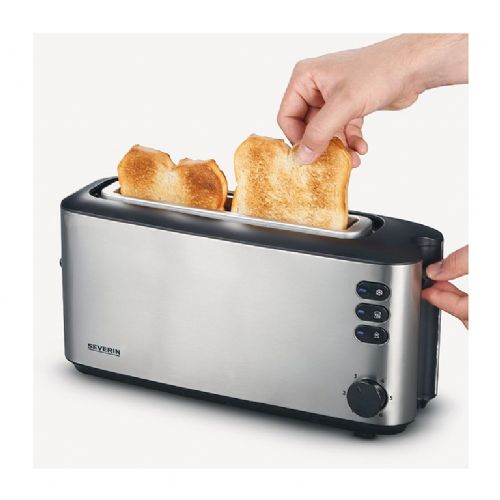 Toaster Severin AT 2515 nerjaveče jeklo, dolga reža, elektronski nadzor, funkcija odmrzovanja, odstranljiva posoda za drobtine