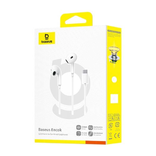 Baseus Encok CZ19 žičane slušalice u uhu, bijele boje