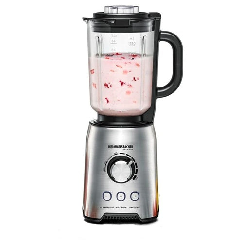 Blender Rommelsbacher MX 1250, brezstopenjsko prilagajanje hitorsti, 1,75 l, steklena posoda, nerjaveče jeklo/črna