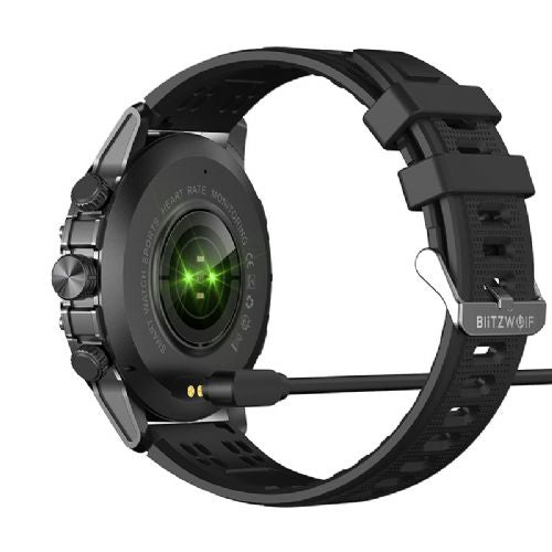 Pametna ura BlitzWolf BW-AT6 Plus, AMOLED 1,75", Bluetooth klici, merjenje zdravja, 100+ športnih načinov, baterija 600 mAh, IP67, črna