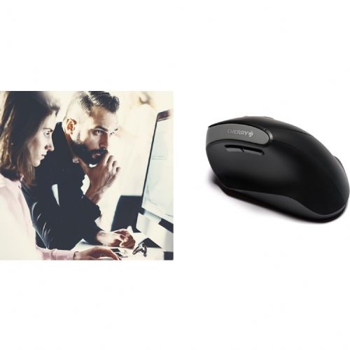 Cherry MW 4500 RF ergonomski miš, bežični, optički, USB prijemnik, 1200 DPI, desni, crni