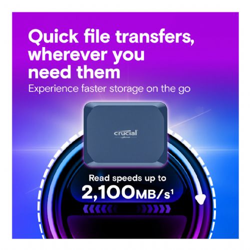 Zunanji SSD disk Crucial X10 1TB, USB 3.2 Type-C, do 2100 MB/s, IP65, odporen na padce