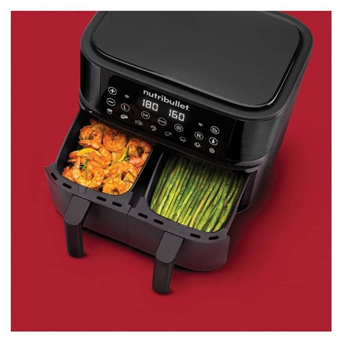 Nutribullet CRISPLITE VISION friteza na vrući zrak (crna/srebrna, 2000 W, košara od 8 litara, s prozorčićem za gledanje)