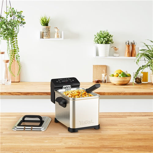 Cvrtnik Tefal FR507D Family Pro Digital, 2400W, za 4 L, nerjaveče jeklo/črna