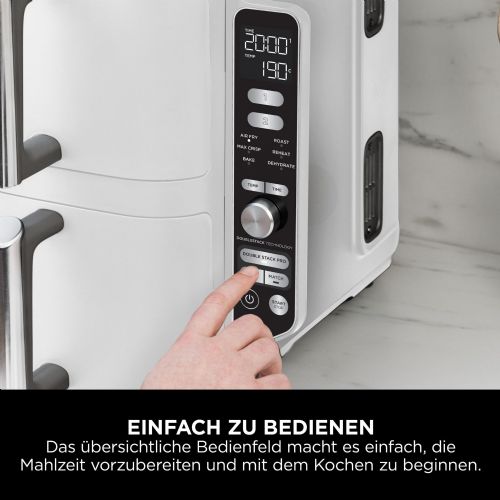 Cvrtnik Ninja Double Stack XL SL400EUWH, dvonivojski, 2470 W, 2 košari po 4,75 l, bel