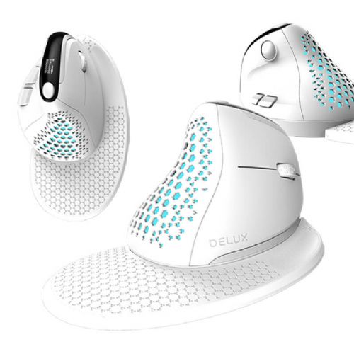 Bežični ergonomski miš Delux M618XSD BT+2.4G RGB (bijeli)