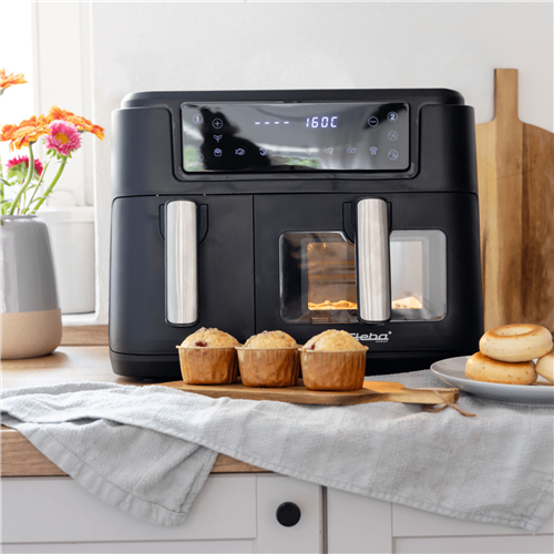 Dvojni cvrtnik Steba HF 9500 DUO, 2.400W, 2 košari 6 L + 3,5 L, črna 5100072200