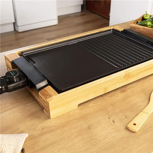 Električna plošča za žar Cecotec Tasty&Grill 2000 Bamboo Black, 2000 W, les