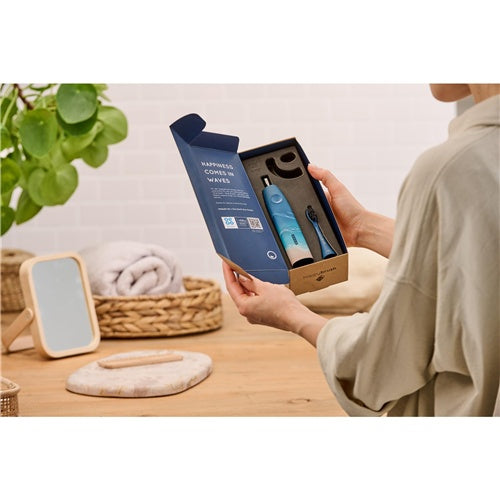 Happybrush StarterKit Sonic Eco Vibe 3 Ocean električna četkica za zube, plava/bež