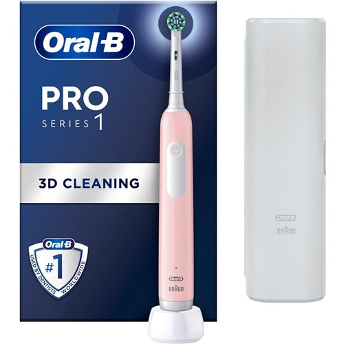 Električna zobna ščetka Oral-B Pro 1 Cross Action Pink s potovalnim etuijem, Ni-Mh, 3D tehnologija, 3 načini čiščenja, roza
