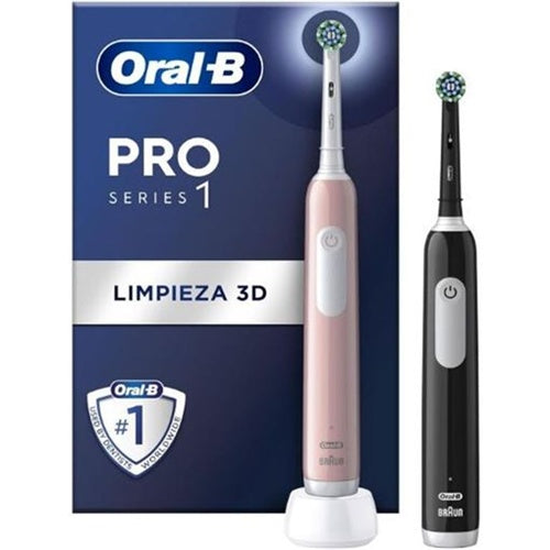 Oral-B Pro 1 Duo Cross Action električna četkica za zube s drugom drškom (crna/ružičasta)
