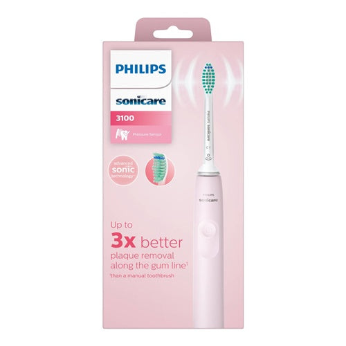 Električna zobna ščetka Philips Sonicare 3100 Series HX3671/11, sonična tehnologija, litij-ionska baterija, 14 dni delovanja, nadzor tlaka, BrushSync, roza