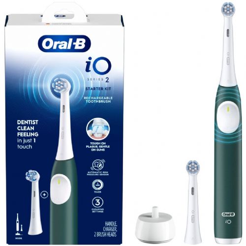 Električna zobna ščetka Oral-B iO Series 2 s potovalnim etuijem (temno zelena/bela)