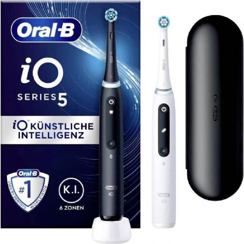 Električna zobna ščetka Oral-B iO Series 5 Duo (črna/bela, mat črna/precej bela vključno z drugim ročajem)