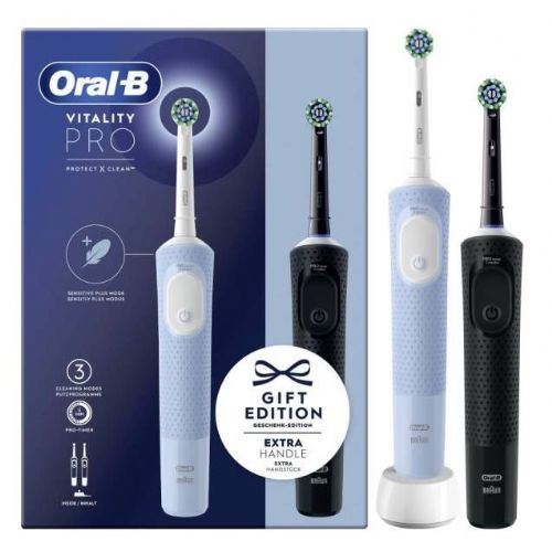 Oral-B Vitality Pro D103 Duo električna četkica za zube, 3 načina rada, Li-ion, timer, plava i crna