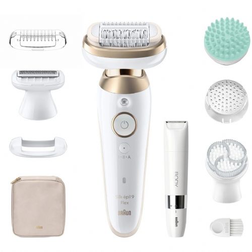 Epilator Braun Silk·épil 9 SkinSpa Flex 9-481 3D SensoSmart, brezžični, odstranljiva glava, primeren za mokro in suho uporabo, bela/roza zlato
