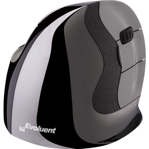 Vertikalna miška Evoluent Vertical Mouse D, srednja velikost, za desničarje, 6 gumbov, brezžična, črno-siva