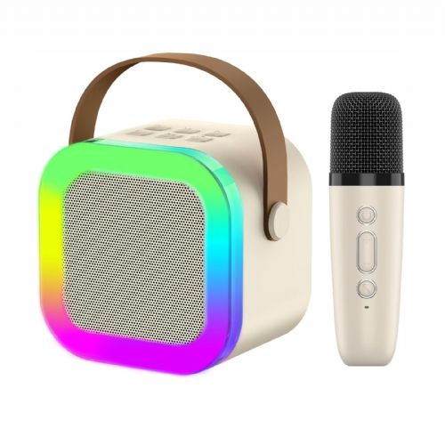 Extralink karaoke set za djecu mini karaoke LED zvučnik 1x mikrofon bijeli zvučnik, 1x mikrofon, Bluetooth, AUX, utor za SD karticu, RGB osvjetljenje
