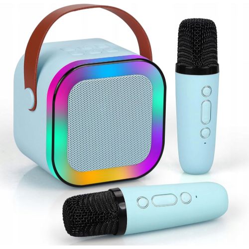 Extralink Kids Mini Karaoke LED set zvučnika, 2x mikrofon, plavi zvučnik, 2x mikrofon, Bluetooth, AUX, utor za SD karticu, RGB osvjetljenje