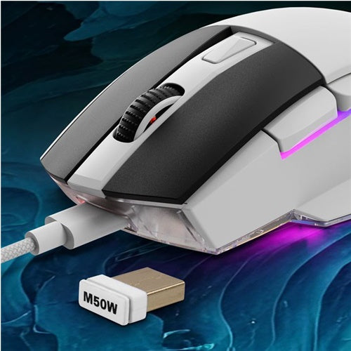 Gaming miška Sharkoon Skiller SGM50W, vklj. polnilna postaja, bela