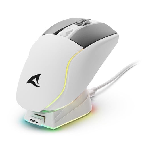 Gaming miška Sharkoon Skiller SGM50W, vklj. polnilna postaja, bela