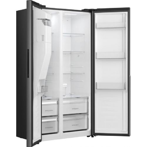 Ameriški hladilnik Gorenje NRS917E61BX, 528 l, NoFrost Plus, MultiFlow 360°, dozirnik vode in avtomat za led, črne barve