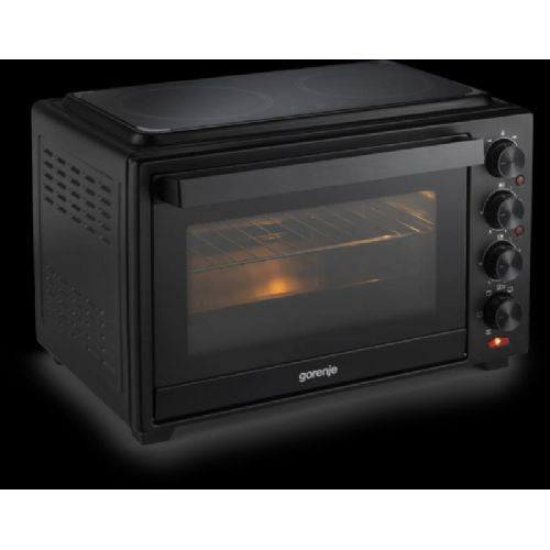 Mini pečica Gorenje OM38GBC, 38 l, 3500 W, 2 kuhalni plošči, črne barve
