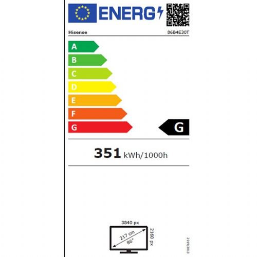 Hisense digital signage zaslon 86B4E30T 86'' / 4K / 500 nits / 60 Hz / (18h / 7 dni ) 86" / 3840x2160 / Android 8.0