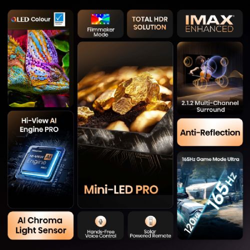 Televizor HISENSE ULED (Mini LED) 75U7Q PRO, 189 cm (75"), 4K Ultra HD 3840x2160, 165 Hz, Dolby Atmos