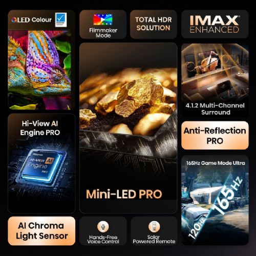 Televizor HISENSE ULED (Mini LED) 85U8Q, 215 cm (85"), 4K Ultra HD 3840x2160, 165 Hz, Dolby vision IQ