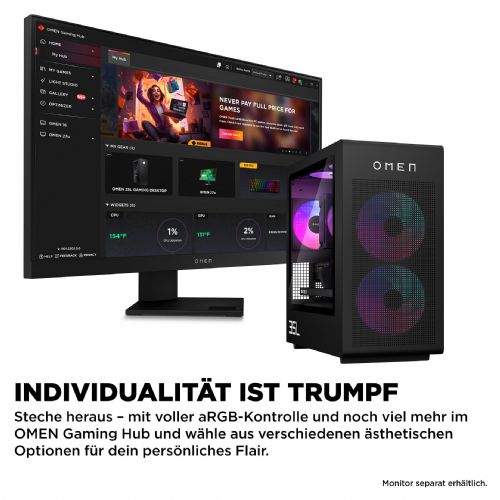 Namizni računalnik HP OMEN GT16-1173ng Ryzen 7 9800X3D, 64GB RAM, 2TB SSD, Radeon RX 9700 XT, Windows 11 Home