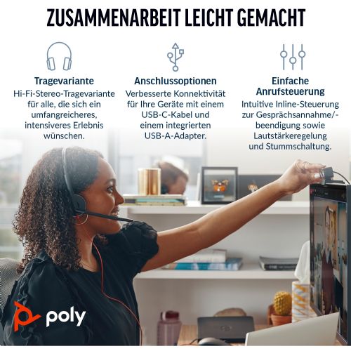 Slušalke HP Poly Headset Blackwire C3220 Stereo USB-C/A