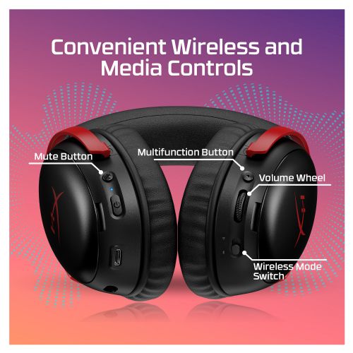 Slušalke HyperX Cloud III S brezžične, Bluetooth 5.3, 120 ur baterije, snemljiv mikrofon, črne