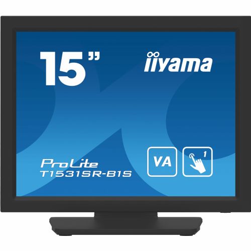 Monitor Iiyama T1531SR, 38 cm (15"), 1024 x 768, osjetljiv na dodir, 18 ms, HDMI, DP, VA, crni
