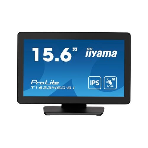 Monitor Iiyama T1633MSC-B1 39,5 cm (15,6"), 1920 x 1080, FHD, IPS, Touch,450 cd/m2, 5 ms, HDMI, DP, USB, črna