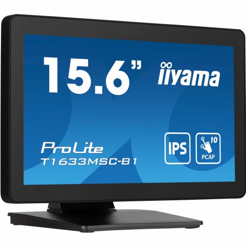 Monitor Iiyama T1633MSC-B1 39,5 cm (15,6"), 1920 x 1080, FHD, IPS, Touch,450 cd/m2, 5 ms, HDMI, DP, USB, črna