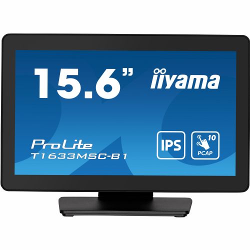 Monitor Iiyama T1633MSC-B1 39,5 cm (15,6"), 1920 x 1080, FHD, IPS, Touch,450 cd/m2, 5 ms, HDMI, DP, USB, črna