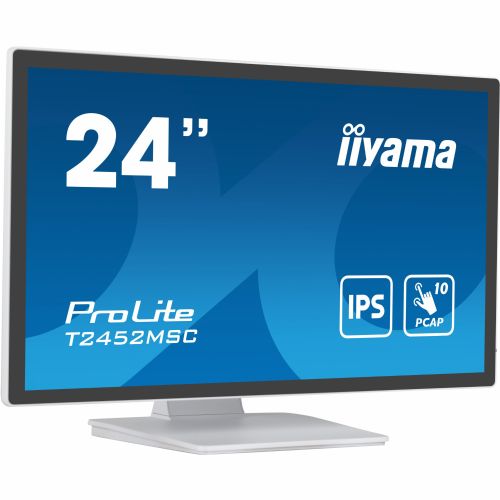 Monitor Iiyama ProLite T2452MSC-W1 60,45 cm (23,8"), 1920x1080 (FHD), 250cd/m2, 16:9 FHD IPS Touch 14ms HDMI DP zvočnik bel