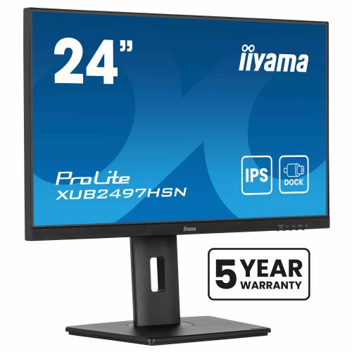 Monitor Iiyama ProLite XUB2497HSN-B2, 60,5 cm (23,8"), 1920 x 1080 (FHD), IPS, 300 cd/m2, 1 ms, 16 : 9, 100 Hz, HDMI, DP, USB-C (65 W), Hub, zvočnik, črn 98139202