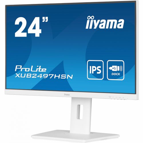 Monitor Iiyama ProLite XUB2497HSN-W1 60,5 cm (23,8"), 1920x1080 (FHD), IPS, 250cd/m2, 16:9, HDMI, DP, USB-C 65W, zvučnik Pivot White