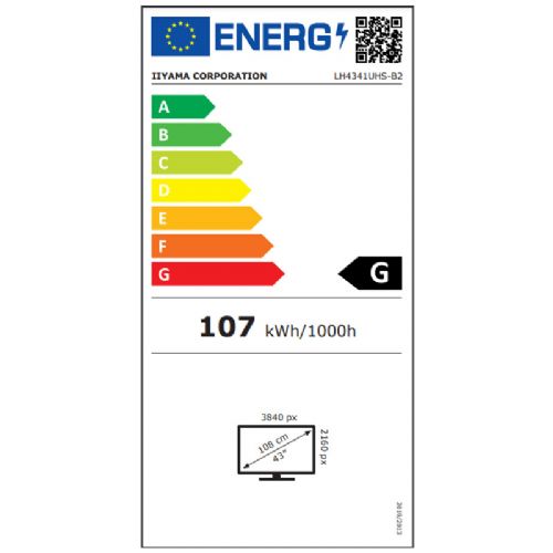 Informacijski zaslon IIYAMA ProLite LH4341UHS-B2 43" (108cm) UHD IPS HDMI/VGA 24/7