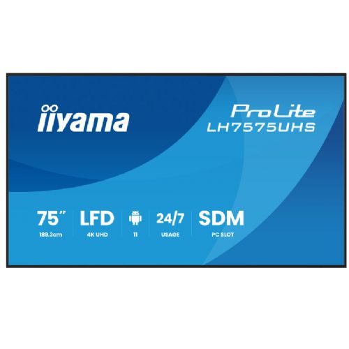 Informacijski zaslon IIYAMA ProLite LH7575UHS-B2AG 75" (189,3cm) 4K UHD IPS HDMI/DP 24/7 zvočniki