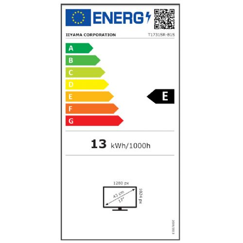 Monitor IIYAMA ProLite T1731SR-B1S 43cm (17") 4:3 TN HDMI/DP/VGA na dotik informacijski / interaktivni monitor