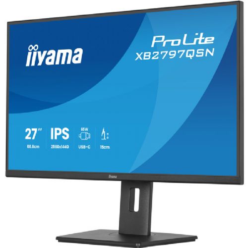 Monitor IIYAMA ProLite XB2797QSN-B1 68,5cm (27") QHD IPS 75Hz DP/HDMI/USB-C zvočniki