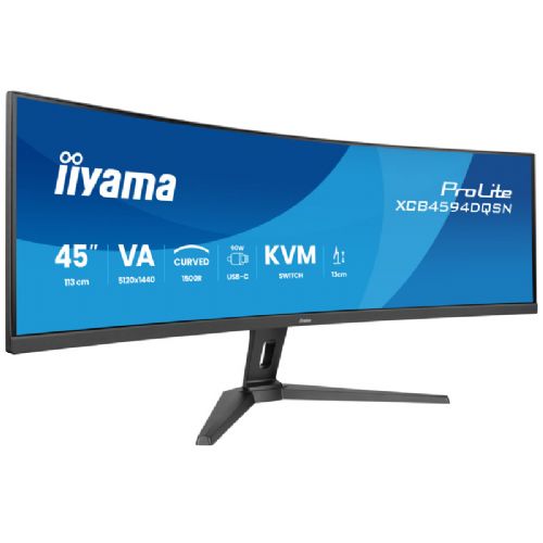 Monitor IIYAMA ProLite XCB4594DQSN-B1 113cm (44,5") DQHD VA 165Hz 32:9 HDMI/DP/USB-C/RJ-45 zvočniki ukrivljen